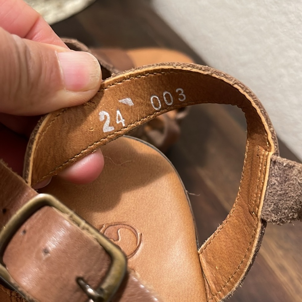 NNB sblock heel tan brown strappy leather platform shoes size 7 - Picture 8 of 16